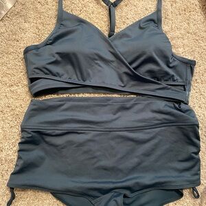 PINK Sport Victoria's Secret Teal Blue Two-Piece Bikini with Swim Shorts